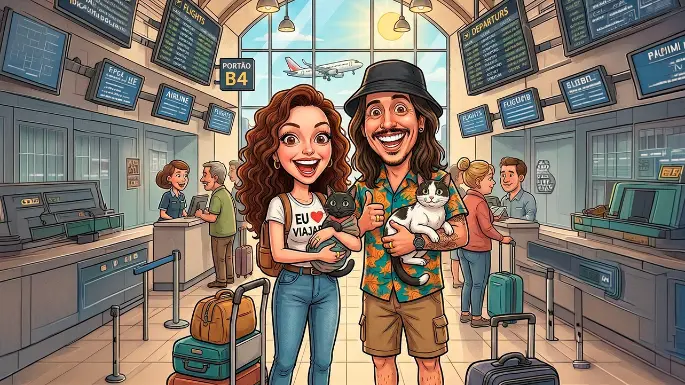 Cota Passagem pros gatos irem pra Lua de Mel